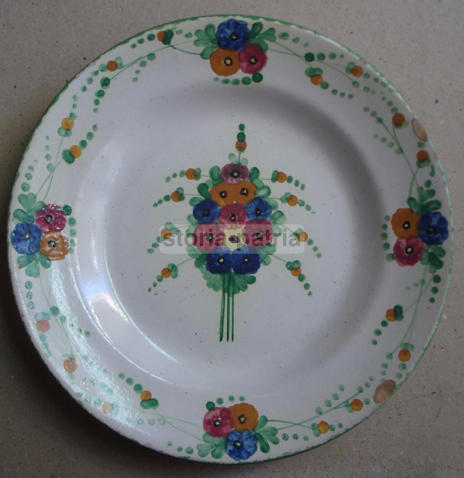 Abruzzo, Palena, Demilio, Piatto d'Epoca, Ceramica Da Collezione, Decoro Floreale immagine 2