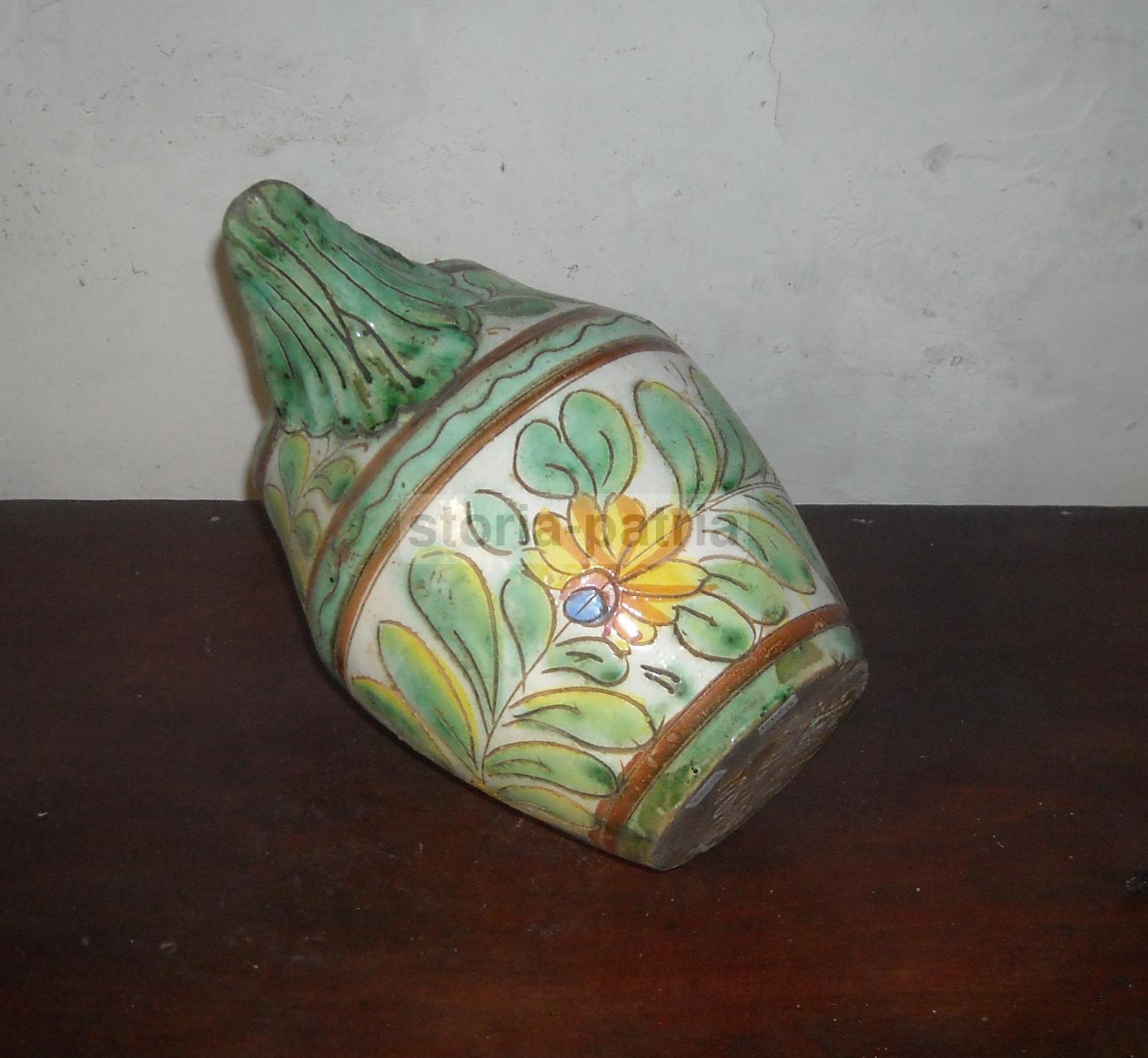 Ceramica Popolare Floreale, Bella Decorazione Policroma, Brocca Decorativa, d'Epoca immagine 3