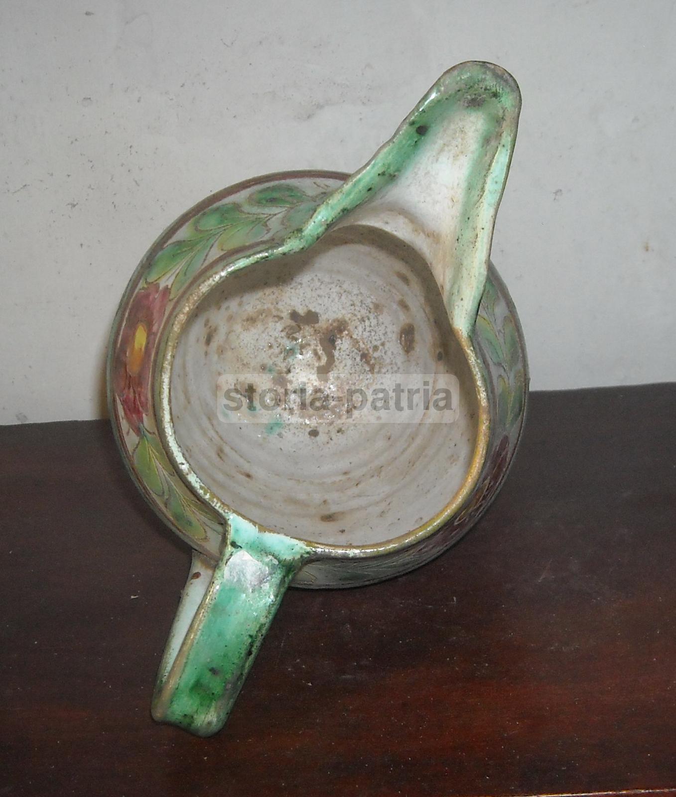 Ceramica Popolare Floreale, Bella Decorazione Policroma, Brocca Decorativa, d'Epoca immagine 6