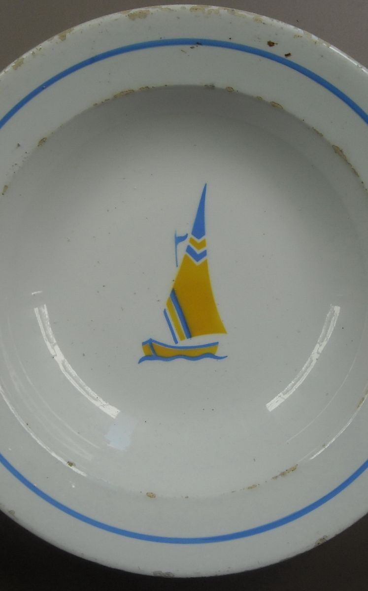 Decorativo Piatto d'Epoca, Richard Ginori, Mondovi, Da Collezione, Con Barca A Vela immagine 1