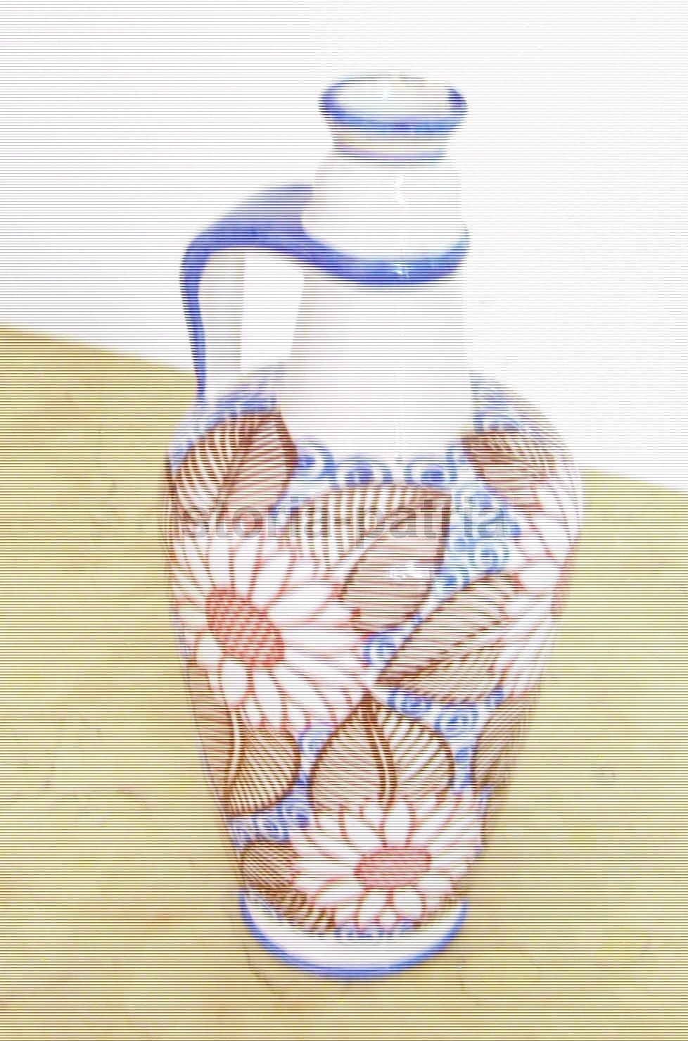 Faenza, Ceramica, Luxardo, Decorativa Bottiglia Pubblicitaria, Decoro Floreale, Bella immagine 1